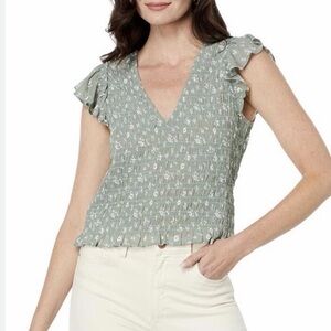 Madewell Sage Floral Ruffle Blouse